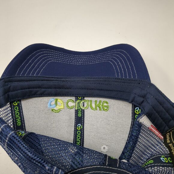 Clarke Strapback Trucker Hat Blue OSFA Adjustable 6 Panel Patriotic Mesh Back - Picture 7 of 8